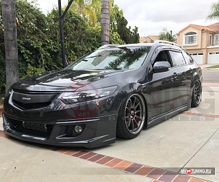 Юбка переднего бампера "Mugen Style" Honda Accord 8 (VIII) / Acura TSX (CU/CW) (2008-2010) + установочный комплект