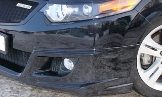 Юбка переднего бампера "Mugen Style" Honda Accord 8 (VIII) / Acura TSX (CU/CW) (2008-2010) + установочный комплект