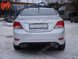 Диффузор заднего бампера var№1 Hyundai Solaris (2010-2013) (под окраску)