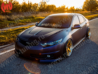 Пороги "Mugen Style" Honda Accord 8 (VIII) / Acura TSX (CU/CW) (2008-2013) + УСТАНОВОЧНЫЙ КОМПЛЕКТ